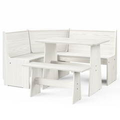 3 Piece Dining Set - White Solid Pine Wood - Modern and Durable Dining Furniture