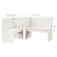 3 Piece Dining Set - White Solid Pine Wood - Modern and Durable Dining Furniture