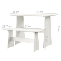 3 Piece Dining Set - White Solid Pine Wood - Modern and Durable Dining Furniture