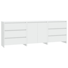 3 Piece Sideboard Set in White | Elegant Engineered Wood Storage Cabinets for Home Decor and Organization