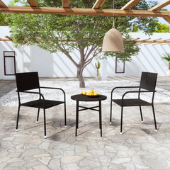 3 Piece Poly Rattan Garden Dining Set in Black - Elegant Outdoor Furniture for Patio & Garden