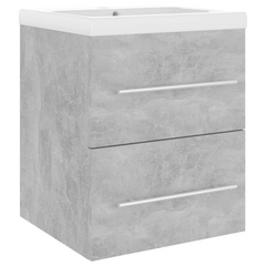 Modern Sink Cabinet with Built-in Basin, Concrete Grey, Engineered Wood - Stylish Bathroom Storage Solution