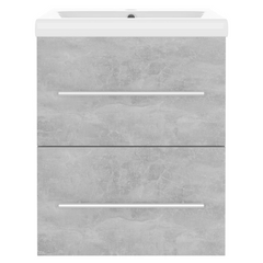 Modern Sink Cabinet with Built-in Basin, Concrete Grey, Engineered Wood - Stylish Bathroom Storage Solution