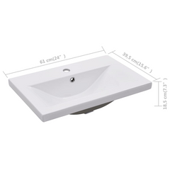 High Gloss White Sink Cabinet with Built-in Ceramic Basin - Engineered Wood, Modern Bathroom Storage Solution