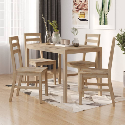 5 Piece Solid Wood Acacia Dining Set - Modern & Durable Furniture for Your Home