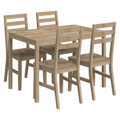 5 Piece Solid Wood Acacia Dining Set - Modern & Durable Furniture for Your Home