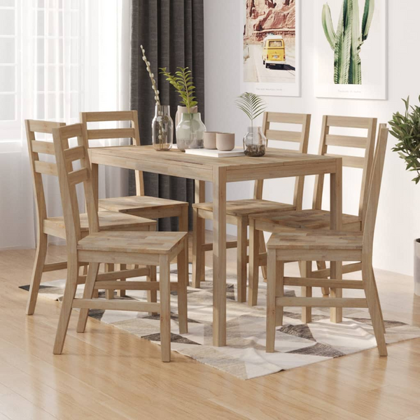 7 Piece Dining Set - Elegant Solid Wood Acacia Dining Furniture