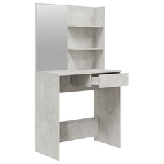 Concrete Grey Dressing Table Set with Stool – 74.5x40x141 cm – Modern Vanity with Ample Storage for Makeup and Accessories