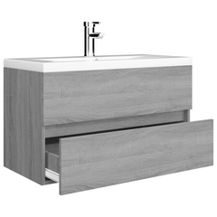 Grey Sonoma Sink Cabinet with Built-in Basin & Faucet - Stylish Bathroom Storage Solution