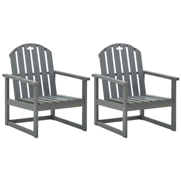 Garden Sofa Chairs 2 pcs - Grey Solid Acacia Wood | Durable Outdoor Seating