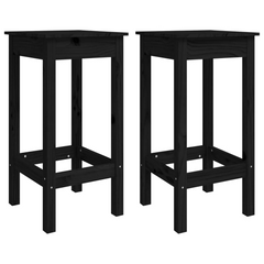 5 Piece Black Bar Set - Solid Pine Wood Pub Table and 4 Stools