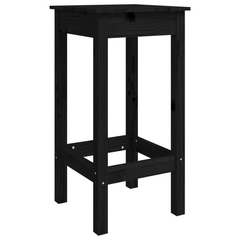 5 Piece Black Bar Set - Solid Pine Wood Pub Table and 4 Stools