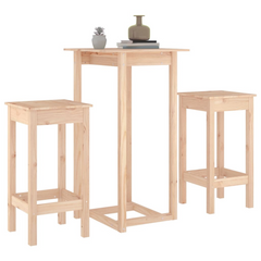 3 Piece Bar Set - Premium Solid Pine Wood, Rustic Style Furniture, Perfect for Home Bar or Dining Area