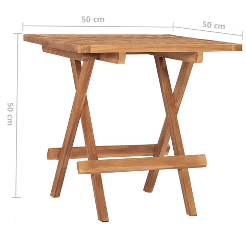 Folding Garden Table 50x50x50 cm - Solid Teak Wood, Space-Saving & Versatile Outdoor Table