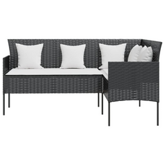 5 Piece L-shaped Couch Sofa Set with Cushions - Poly Rattan Black for Outdoor & Patio