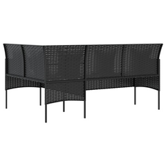 5 Piece L-shaped Couch Sofa Set with Cushions - Poly Rattan Black for Outdoor & Patio