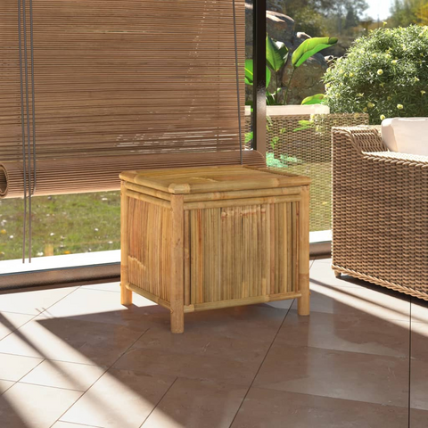 Bamboo Garden Storage Box - 60x52x55cm Waterproof Outdoor Storage Bench