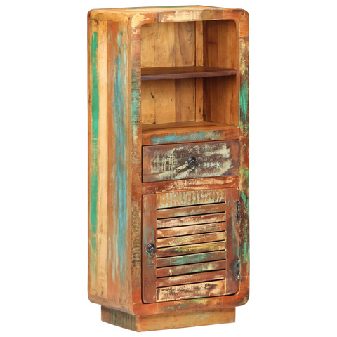 Highboard 45x32x110 cm - Solid Reclaimed Wood, Vintage Charm, Ample Storage