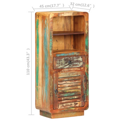 Highboard 45x32x110 cm - Solid Reclaimed Wood, Vintage Charm, Ample Storage