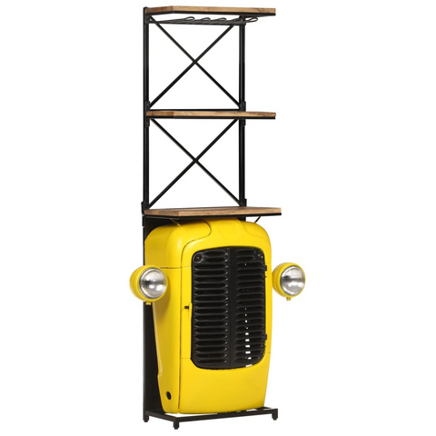 Tractor Wine Cabinet Yellow 49x31x172 cm Solid Mango Wood