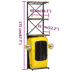 Tractor Wine Cabinet Yellow 49x31x172 cm Solid Mango Wood