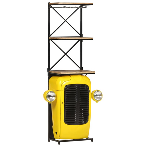 Tractor Wine Cabinet Yellow 49x31x172 cm Solid Mango Wood