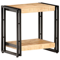 Industrial Side Table | 40x30x40 cm | Rough Mango Wood with Black Iron Frame