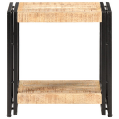 Industrial Side Table | 40x30x40 cm | Rough Mango Wood with Black Iron Frame