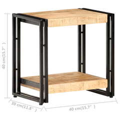 Industrial Side Table | 40x30x40 cm | Rough Mango Wood with Black Iron Frame