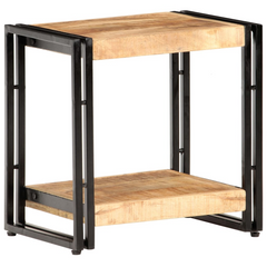 Industrial Side Table | 40x30x40 cm | Rough Mango Wood with Black Iron Frame