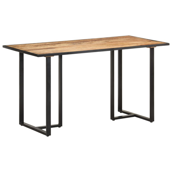 Dining Table 140 cm | Solid Rough Mango Wood | Industrial Design