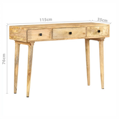 Rustic Solid Mango Wood Console Table - 115x35x76 cm - Durable Hallway & Entryway Furniture