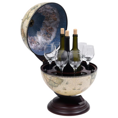 Tabletop Globe Bar Wine Stand Eucalyptus Wood Green - Storage and Decoration for Your Home or Office