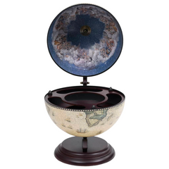 Tabletop Globe Bar Wine Stand Eucalyptus Wood Green - Storage and Decoration for Your Home or Office