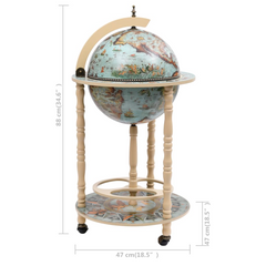 Globe Bar Wine Stand Eucalyptus Wood Blue | Elegant & Functional