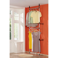 Telescopic Wardrobe System with Adjustable Aluminium Rods, Space-Saving Closet Organizer