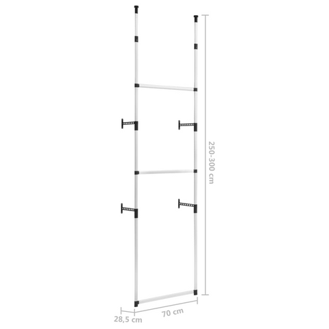 Telescopic Wardrobe System with Adjustable Aluminium Rods, Space-Saving Closet Organizer