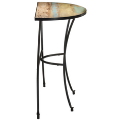 Side Table 110x40x77 cm | Solid Reclaimed Wood Half-Circle Design