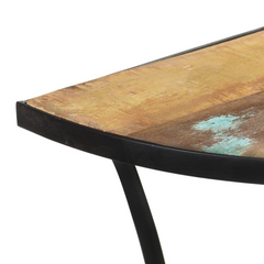 Side Table 110x40x77 cm | Solid Reclaimed Wood Half-Circle Design