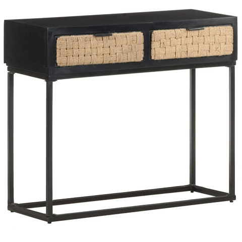 Industrial Console Table | 90x35x76 cm | Solid Mango Wood with Iron Base | Stylish & Durable Hall Cabinet