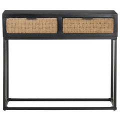 Industrial Console Table | 90x35x76 cm | Solid Mango Wood with Iron Base | Stylish & Durable Hall Cabinet