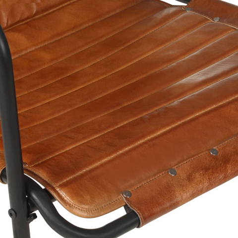 Brown Real Leather Relaxing Armchair with Footrest