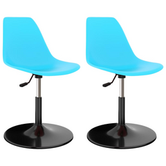 Swivel Dining Chairs - Set of 2, Adjustable Height, Blue Polypropylene & Metal Frame