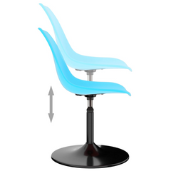 Swivel Dining Chairs - Set of 2, Adjustable Height, Blue Polypropylene & Metal Frame