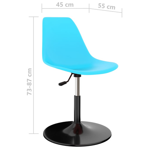 Swivel Dining Chairs - Set of 2, Adjustable Height, Blue Polypropylene & Metal Frame