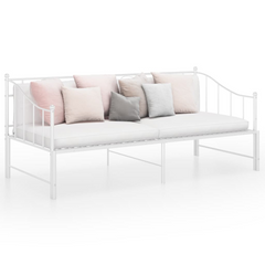 White Metal Pull-out Sofa Bed Frame without Mattress - 90x200 cm | Space-Saving & Versatile