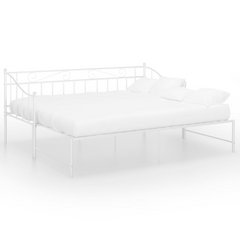 White Metal Pull-out Sofa Bed Frame without Mattress - 90x200 cm | Space-Saving & Versatile