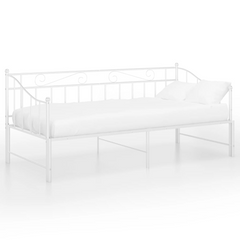 White Metal Pull-out Sofa Bed Frame without Mattress - 90x200 cm | Space-Saving & Versatile