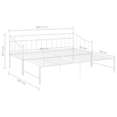 White Metal Pull-out Sofa Bed Frame without Mattress - 90x200 cm | Space-Saving & Versatile