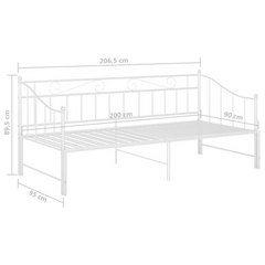 White Metal Pull-out Sofa Bed Frame without Mattress - 90x200 cm | Space-Saving & Versatile